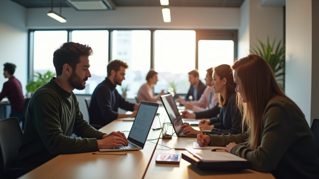 Perspectiva de escritório criativo em Lisboa com equipa a trabalhar em projetos de design e animação