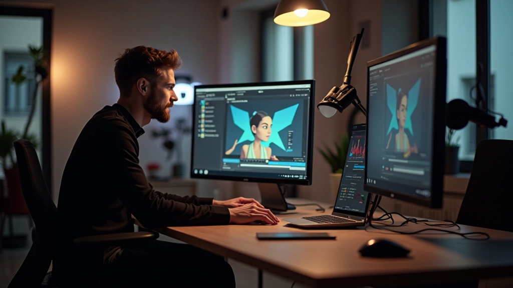 Estúdio de design em motion com profissionais criando projetos de animação